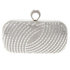 Silver Tone Metal Hardware Frame Rhinestone Evening Bag TLX103-SIL