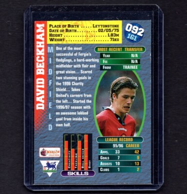 DAVID BECKHAM 1996-97 Merlin Premier Gold Soccer Rookie RC Card