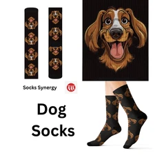 Happy Dog Face Socks personalized gift brown dog custom dog photo dog lover gift