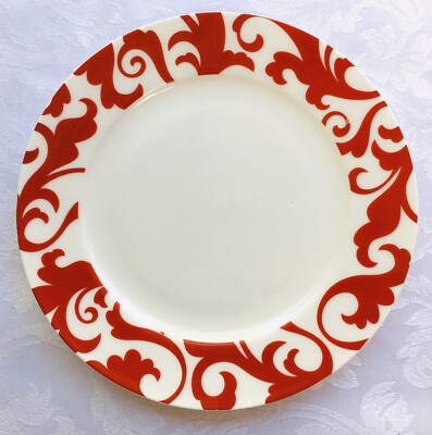 Ciroa Fiori Red Swirl Holiday Bone China  2 Salad Plates New 8''