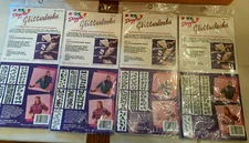 DIZZLE GLITTERLOOKS IRON ON FASHION ACCENTS STARS LIZARDS  BOOTS SPIRAL LOT OF 4