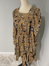 Ulla Johnson Nailah Printed Puff Sleeve Belted Pocket Dress Amber 12