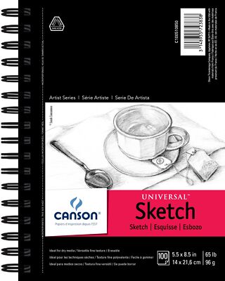 Canson Universal Spiral Sketch Book 5.5''X8.5''-100 Sheets, 702-191