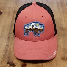 Life Is Good Hat Cap Snapback Pink Buffalo Southwest Patch Bison Mesh Trucker