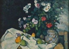 Oil painting paul cezanne - Still Life with Flowers and Fruit porcelain pot art