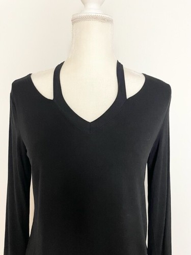 Blusa Top Mujer Amaryllis Talla S Negra Corte Cuello en V Mangas Largas - Imagen 5 de 12