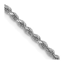 Real 14K White Gold 1.75mm Diamond-Cut Rope Chain; 18 inch; Lobster Clasp