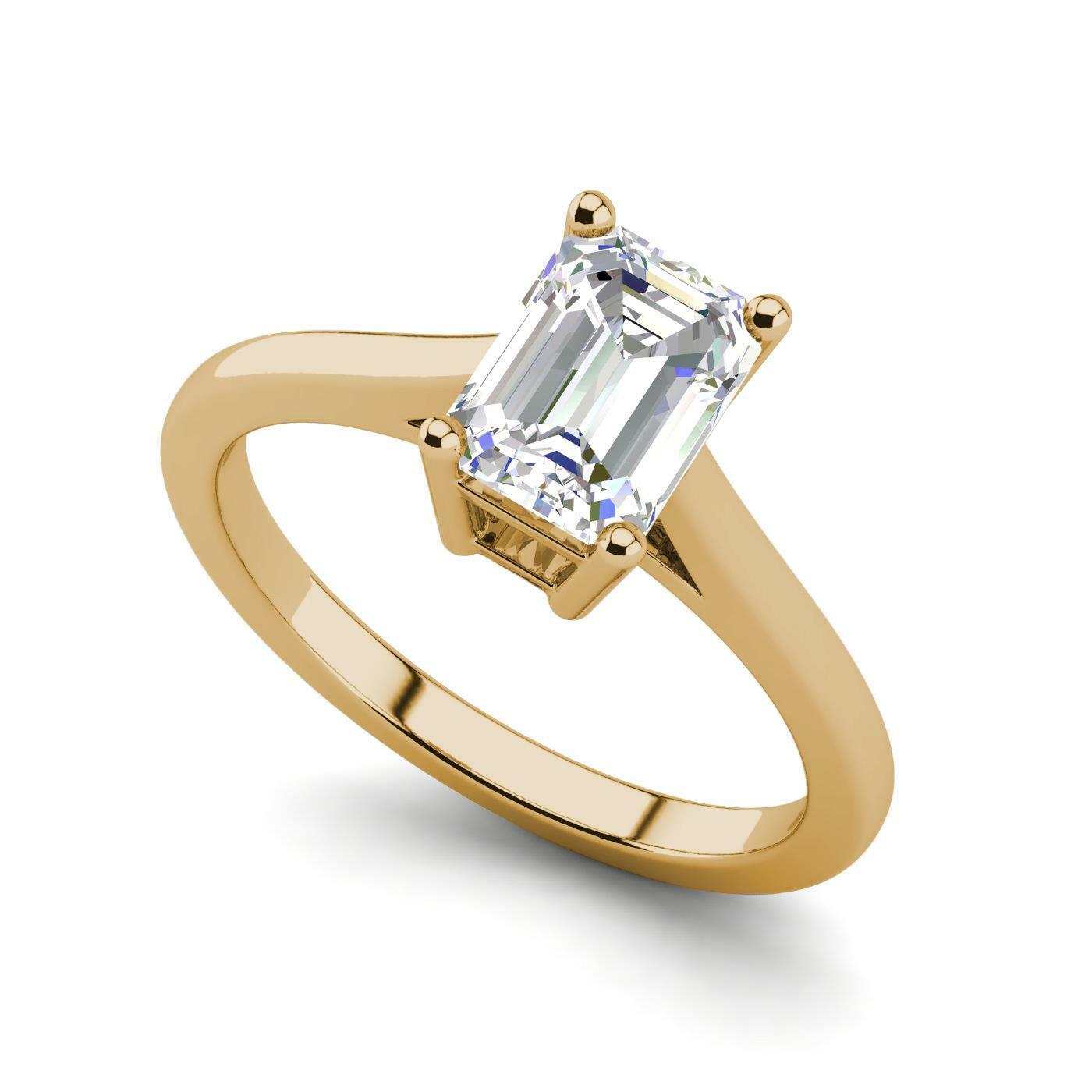 4 Prong 0.5 Carat SI1 F Emerald Cut Diamond Engagement Ring Yellow gold 4 Prong 0.5 Carat SI1 F Emerald Cut Diamond Engagement Ring Yellow gold