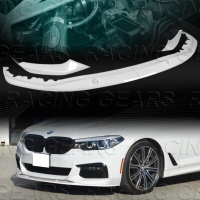 PAINTED WHITE FRONT BUMPER SPLITTER SPOILER LIP FIT 17-20 BMW 540i G30 M-SPORT