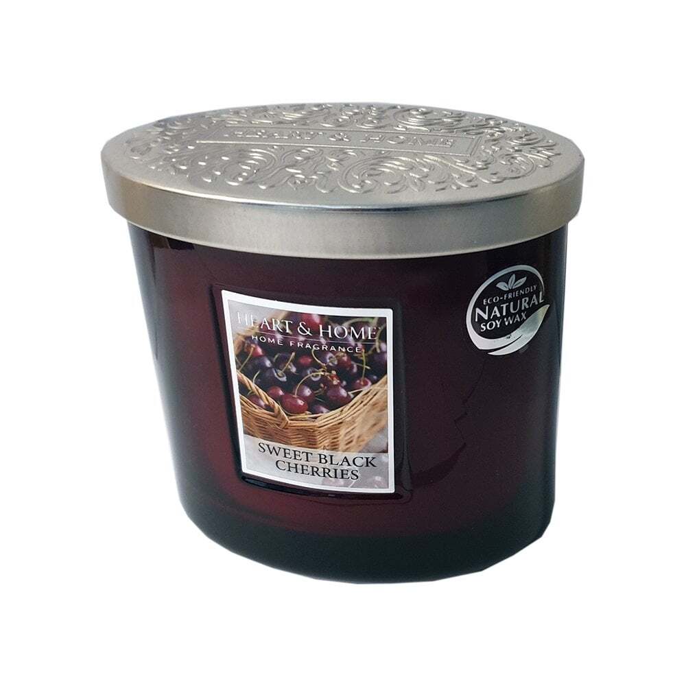 Heart & Home Ellipse Twin Wick Soy Wax Candle - Sweet Black Cherries 00276260205