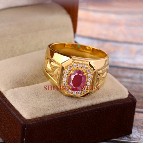 Bague Homme Rubis Chauffé En Argent 925 - Taille Réglable 4 à 16 - Faite Main En Inde