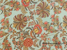 5 Yard Indian Cotton Hand Block Print Floral Beautiful Craft Sewing Fabric Green
