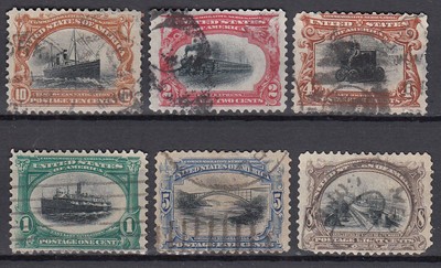 Estados Unidos - Correo 1901 Yvert 138/43 usado nº 139 punta roma Tren Barco