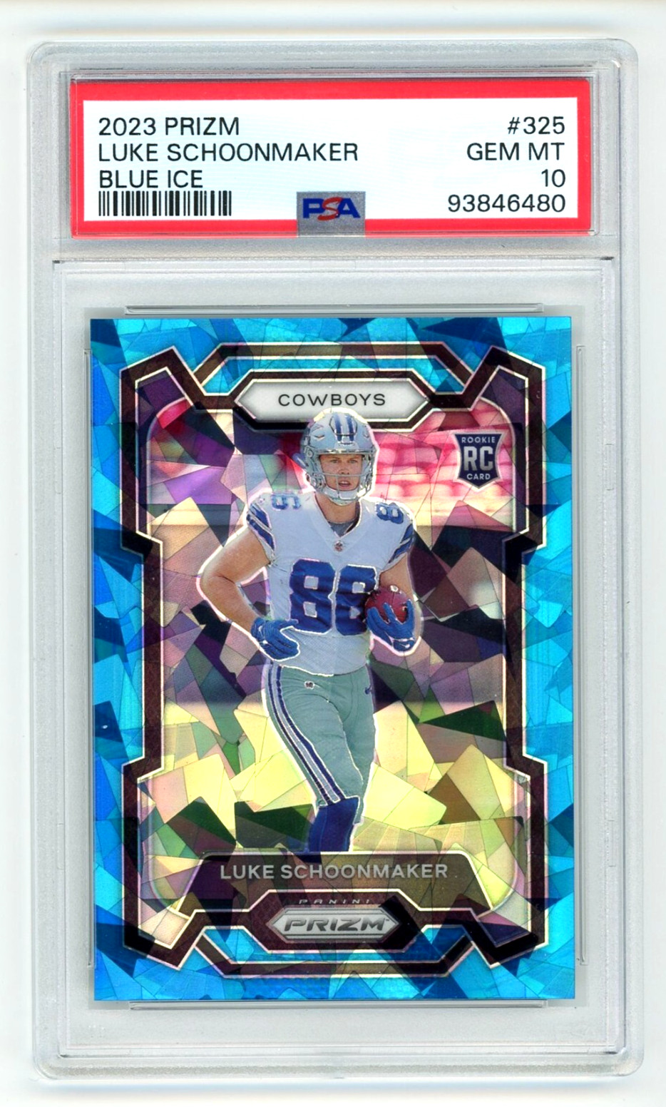 2023 Panini Prizm Luke Schoonmaker Blue Ice Rookie /99 PSA 10 Gem #325 Cowboys