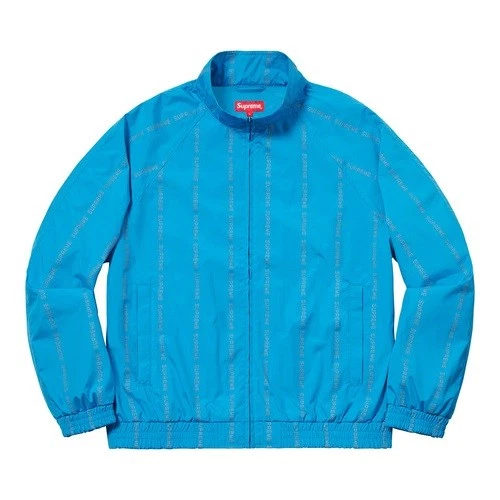 SUPREME Reflective Text Track Jacket / Bleu / Medium M / FW18100 % AUTHENTIQUE
