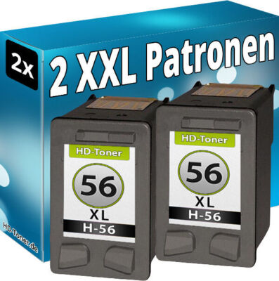 2x TINTE PATRONEN für HP 56XL PSC1300 2200 2210 2400 2410 2500 2510KOMPATIBEL