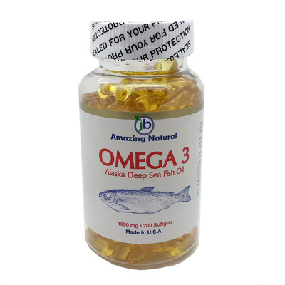 Amazing Natural Omega 3 Alaska Deep Sea Fish Oil 1000 mg 200 Softgels