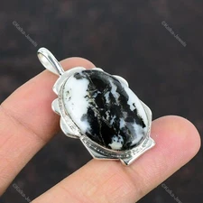 Natural White Buffalo Turquoise Gemstone 925 Sterling Silver Pendant For Women