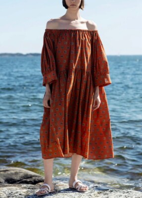 toteme beach dress TOTEME - Slouch Waist crinkled Dress cream - 30 main image 1
