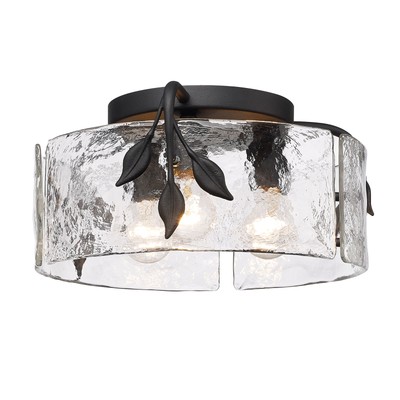 Golden Lighting 3160-FM HWG Calla 3 Light 15''W Flush Mount Drum - Black