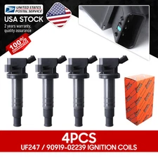 4PCS OEM Ignition Coil & 90919-02239 For Toyota Corolla Matrix 1.8L UF247