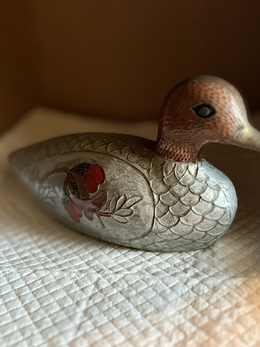 Brass / Pewter Duck Figurine Made in India 9" x 5" x 4" Solid - Picture 3 of 10