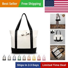 1  3  6  30 Pack Canvas Tote Bag with an External Pocket, Reusable Grocery...