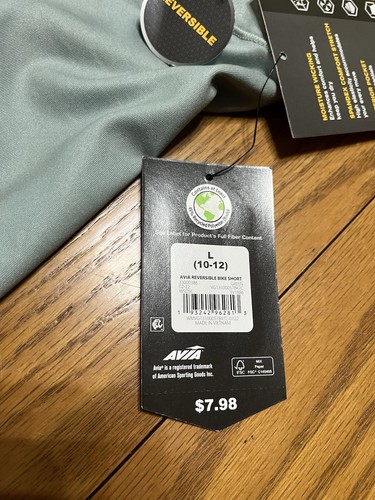 NWT Avia L(10-12) Girls/womens Green Reversible Bike Shorts Moisture Wicking - Picture 5 of 22