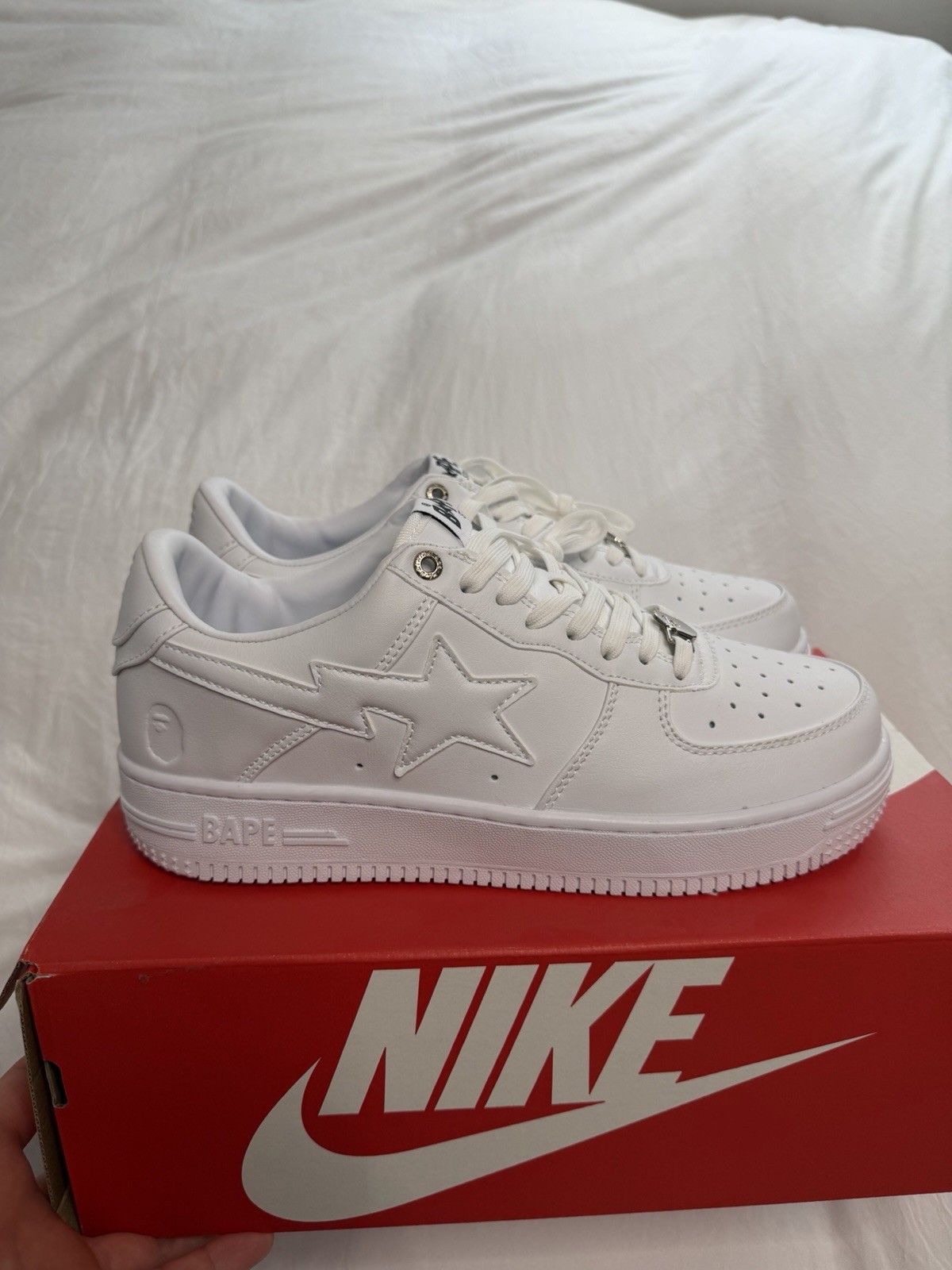 A Bathing Ape Bapesta Triple White Bath Mat Size 9.5 thumbnail 6