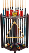 Pool Stick Holder Floor Stand 10 Cues Solid Wood Billiard Pool Cue Rack Mahogany