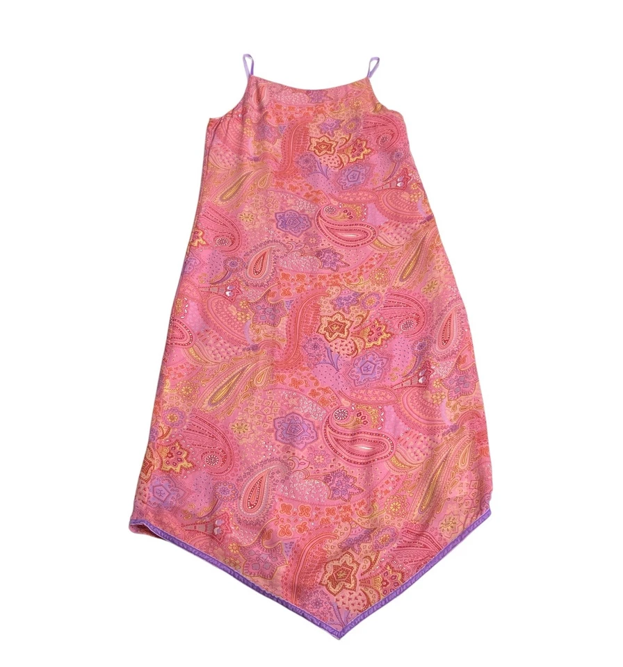 Maxi Vestido Boho Vintage Años 90 Y2K Will's River Co Para Mujer 16 Rosa Paisley Tirantes Foto 2 de 4