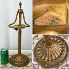 REWIRED Antique B&H Arts Crafts Deco Table Lamp For Slag Stained Glass Shade Vtg
