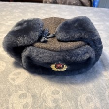 Soviet Hat with Army Insignia - Vintage Russian Winter Hat USSR Surplus Read