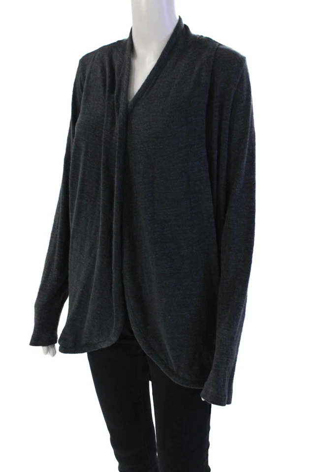 Three Dots Womens Long Sleeves Wrap Sweater Dark Gray Cotton Size Medium Foto 2 de 4