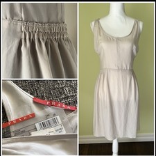 NWT Vintage PRADA Dress 46 US10 FR42 Zippered BoneColor $435