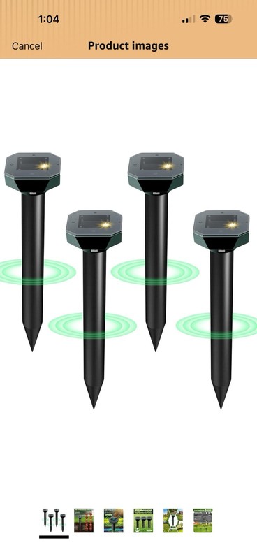 CVTAYN Solar Outdoor Ground Ultrasonic Mole Repeller Waterproof 4 Pack