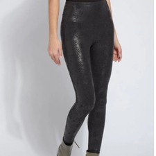 Lysse Matilda Foil High Waist Leggings Black Snake Print Size Medium New