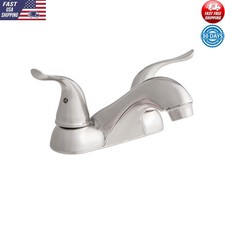 Dual Handles Bathroom Sink Faucet 4 Inch Centerset Pop-Up Drain Washerless New