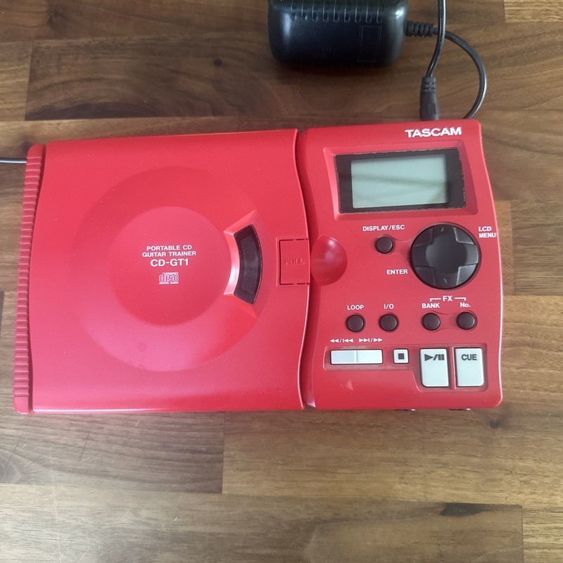 TASCAM CD-GT1 Portable CD Guitar Trainer Red Turns On. 