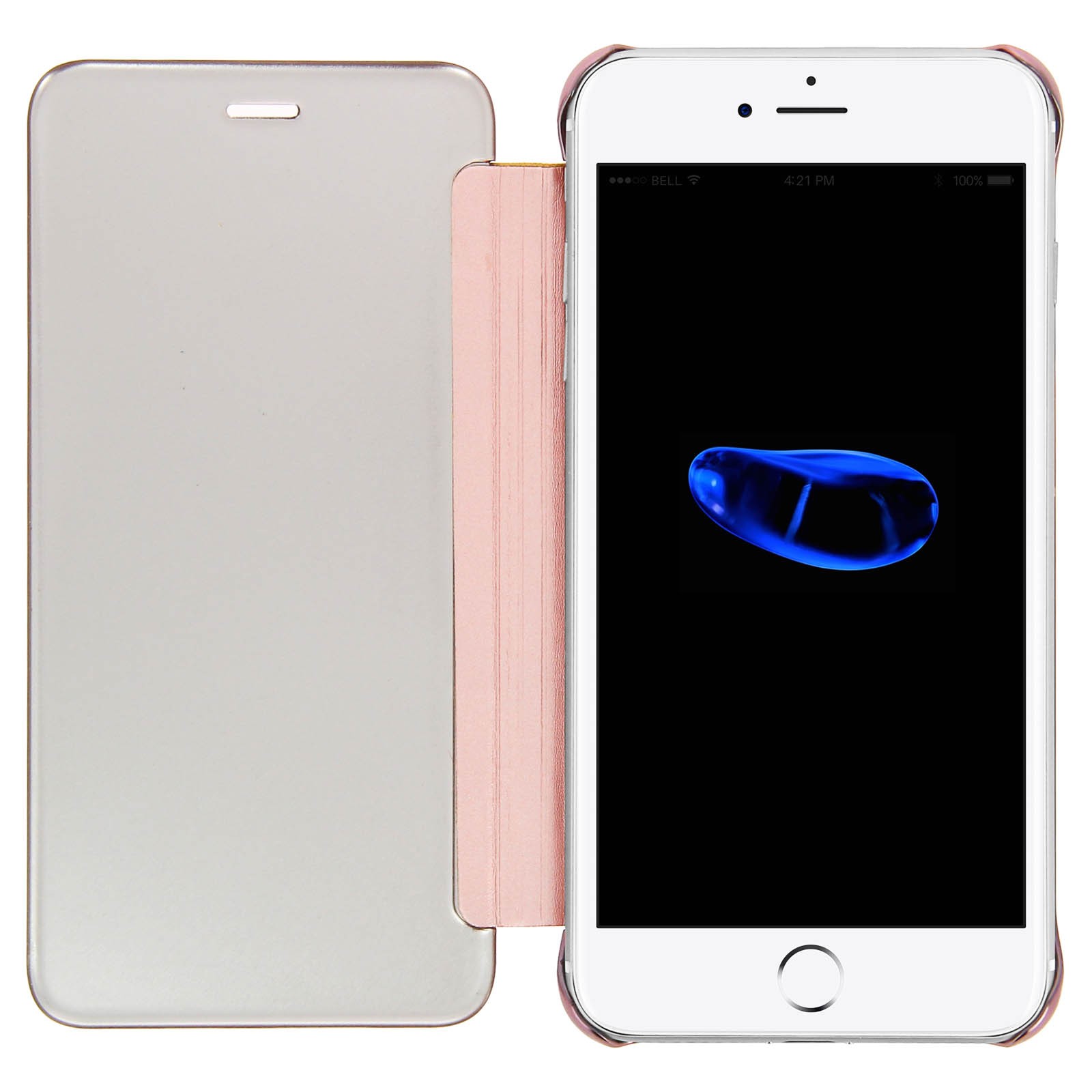 Coque miroir à rabat rose transparent pour iPhone 7 Plus et 8 Plus - 3
