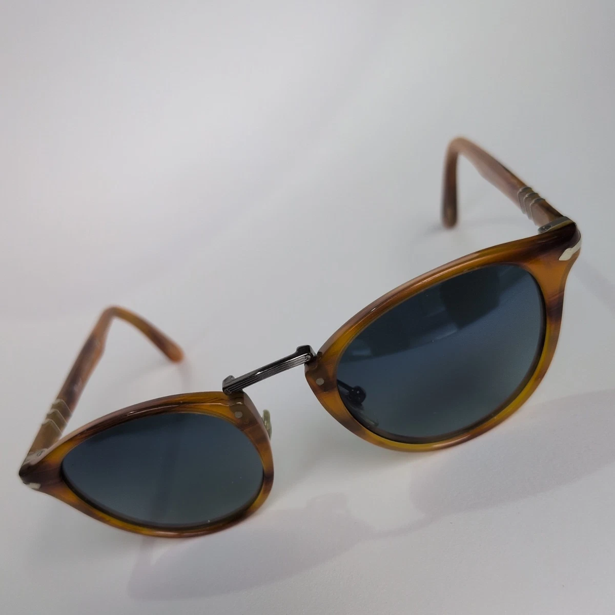 Persol TYPEWRITER EDITION PO 3108S Striped Brown/Blue Shaded Polar Sunglasses
