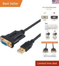 Durable 6.6ft USB to RS232 Serial Converter - Fast Data Transfer with Support
