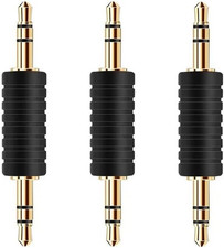 3 Pack 3.5mm 1/8 Inch Male to Male Audio Adapter Stereo Male Coupler Connector