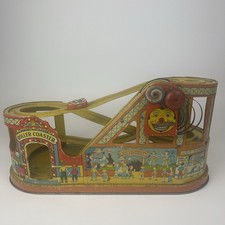 Vtg 1950 s J. Chein Tin Mechanical Windup Roller Coaster Toy, windup not working