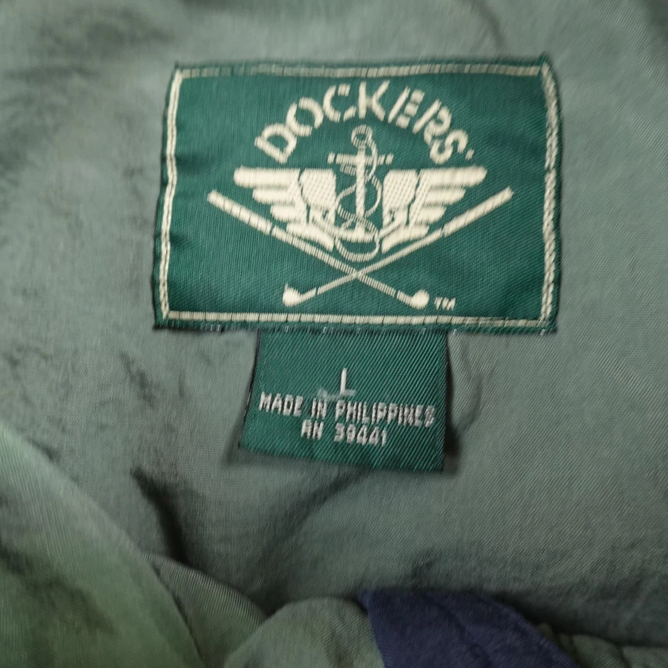 VTG Dockers Jacket Mens L Blue Golf Windbreaker Full Zip Bomber Coat Nylon 90s - Image 4 of 4
