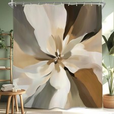 60x71 Inch Abstract Flower Art Brushstroke Waterproof Fabric Shower Curtain