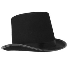 Black Felt Top Hat - Victorian Costume Hats For Tuxedo Magician or Ringmaster...