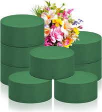6Pcs 3.8" Round Floral Foam Blocks, Green Wet Dry Flower Foam for Fresh and Arti