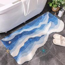 Blue Ocean Waves Rug 47 X 24 Inch 3D Bathroom Rugs Nautical Themed Decor