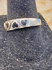 Sterling Heart  Ring  Black Enamel Heart  925 Silver Vtg S7.5" 3mm 3.2g